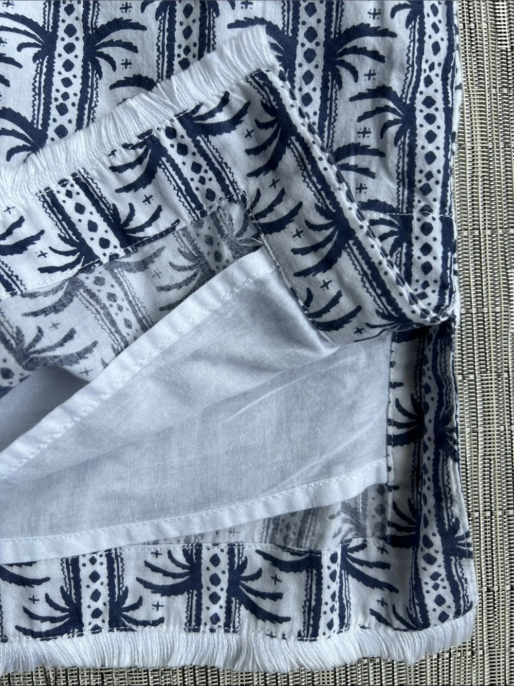 Emily McCarthy Poppy Dress Navy & White Palm Tree Pattern Mini Dress with Collar - Picture 6 of 9